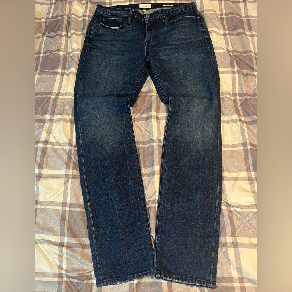 Frame Denim Lhomme Slim Size 34 Dark Navy Blue Preowned Frame Denim Lhomme Slim Size 34 Dark Navy Blue Preowned